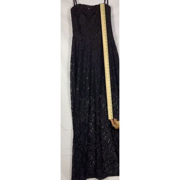Bisou Bisou Dress Womens 8 Black Sequin Lace Maxi Strapless Sleeveless Formal - Picture 4 of 11